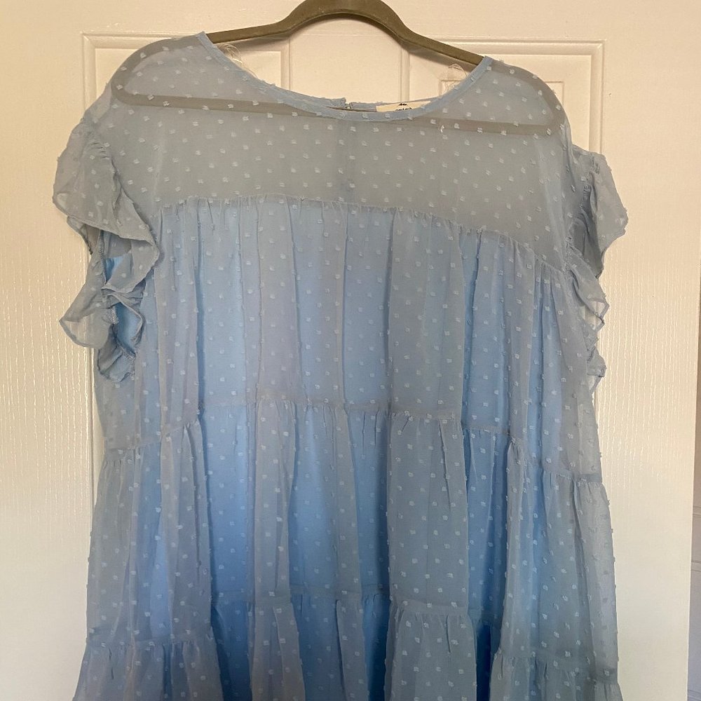 Plus Size 2x Light Blue Polka Dot Top